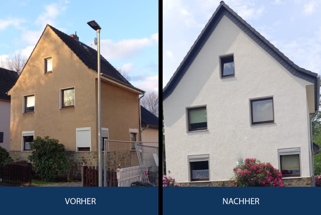 Vorher / Nachher Fassadenanstrich von Malerfachbetrieb Bardenberg